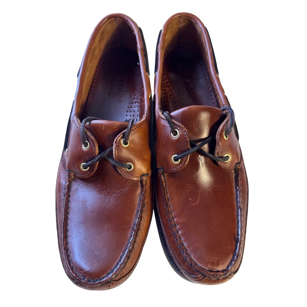 Sebago Docksides Mens Brown Leather Boat Shoes Classic Moc Toe Loafers. Sz 12